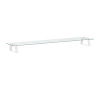 vidaXL Supporto per Monitor Bianco 100x20x8cm Vetro Temperato Metallo