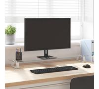 vidaXL Supporto per Monitor Bianco 100x20x8cm Vetro Temperato Metallo