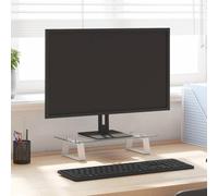 vidaXL Supporto per Monitor Bianco 40x20x8cm Vetro Temperato e Metallo