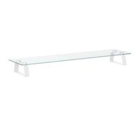 vidaXL Supporto per monitor Bianco 80x20x8 cm Vetro temperato e metallo