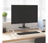 vidaXL Supporto per Monitor Bianco 80x35x8cm Vetro Temperato e Metallo