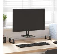 vidaXL Supporto per Monitor Nero 80x20x8cm Vetro Temperato e Metallo