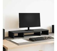 vidaXL Supporto per Monitor Regolabile Rovere Nero 80x24x10,5 cm, Rialzo per Monitor, Supporto per Monitor per scrivania, Rialzo per Supporto per Monitor