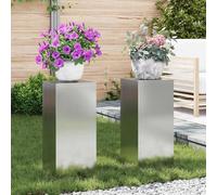 vidaXL Supporto per piante 2 pcs Argento 24 x 24 x 55 cm