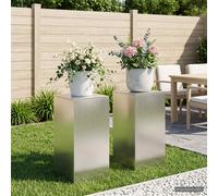 vidaXL Supporto per piante 2 pcs Argento 40 x 40 x 80 cm Acciaio