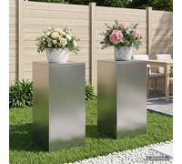 vidaXL Supporto per piante 2 pcs Argento 40 x 40 x 80 cm Acciaio Inox