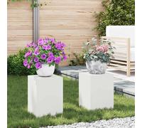 vidaXL Supporto per piante 2 pcs Bianco 24 x 24 x 35 cm Acciaio