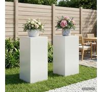 vidaXL Supporto per piante 2 pcs Bianco 40 x 40 x 80 cm Acciaio