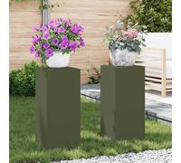 vidaXL Supporto per piante 2 pcs Oliver verde 24 x 24 x 55 cm Acciaio