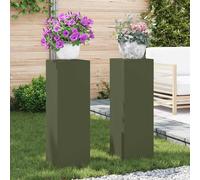 vidaXL Supporto per piante 2 pcs Oliver verde 24 x 24 x 75 cm Acciaio