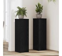 vidaXL Supporto per piante, 2 pezzi, rovere nero, 25 x 25 x 80 cm, legno compensato