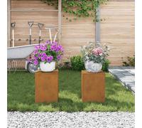 vidaXL Supporto per piante 2 pcs Ruggine 24 x 24 x 35 cm