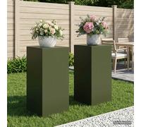 vidaXL Supporto per piante 2 pcs Verde Oliva 40 x 40 x 80 cm Acciaio