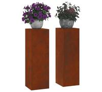vidaXL Supporto per piante 2 pz Ruggine 24 x 24 x 75 cm Acciaio Corten