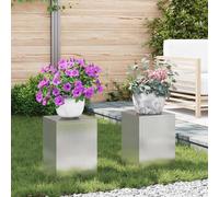 vidaXL Supporto per piante 2 pz Argento 24 x 24 x 35 cm Acciaio Inox