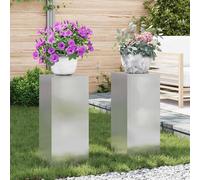 vidaXL Supporto per piante 2 pz Argento 24 x 24 x 55 cm Acciaio Inox