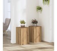 vidaXL Supporti per Piante 2 pz Rovere 30x30x50 cm in Multistrato, Supporto per Fiori, Porta Fiori, Supporto per Piante da Interno, Porta Piante