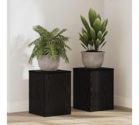 vidaXL Portavasi 2 Pezzi Rovere Nero 25 x 25 x 35 cm in Legno Massello. Design Elegante e minimale, Perfetto per Interni e Esterni. Supporti Alti per l'esposizione in Giardino, portavasi Moderno e Me