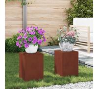vidaXL Supporto per piante 2 pz Ruggine 24 x 24 x 35 cm Acciaio Corten