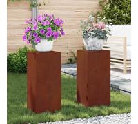 vidaXL Supporto per piante 2 pz Ruggine 24 x 24 x 55 cm Acciaio Corten