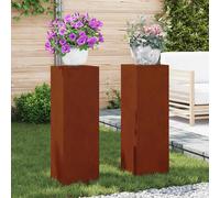 vidaXL Supporto per piante 2 pz Ruggine 24 x 24 x 75 cm Acciaio Corten