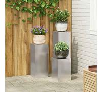 vidaXL Supporto per piante 3 pcs Argento Acciaio inossidabile