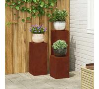 vidaXL Supporto per piante 3 pz Ruggine 24 x 24 x 75 cm Acciaio Corten