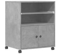 vidaXL Supporto per Stampante con Ruote Grigio Cemento 60x48x74 cm
