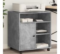 vidaXL Supporto per Stampante con Ruote Grigio Cemento 60x50x67 cm