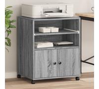 vidaXL Supporto per Stampante con Ruote Grigio Sonoma 60x48x74 cm, Supporto per Computer, Organizer per Stampante, Tavolo da Stampante portaoggetti