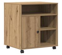 vidaXL Supporto per Stampante con Ruote Rovere Artigianale 60x50x67 cm
