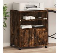 vidaXL Supporto per Stampante con Ruote Rovere Fumo 60x48x74 cm, Supporto per Computer, Organizer per Stampante, Tavolo da Stampante portaoggetti