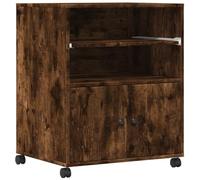 vidaXL Supporto per Stampante con Ruote Rovere Fumo 60x48x74 cm, Supporto per Computer, Organizer per Stampante, Tavolo da Stampante portaoggetti