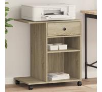 vidaXL Supporto per Stampante con Ruote Rovere Sonoma 60x40x68,5 cm