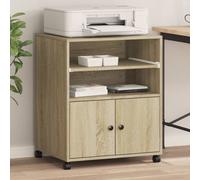 vidaXL Supporto per Stampante con Ruote Rovere Sonoma 60x48x74 cm, Supporto per Computer, Organizer per Stampante, Tavolo da Stampante portaoggetti