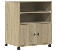 vidaXL Supporto per Stampante con Ruote Rovere Sonoma 60x48x74 cm, Supporto per Computer, Organizer per Stampante, Tavolo da Stampante portaoggetti