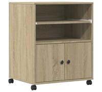 vidaXL Supporto per Stampante con Ruote Rovere Sonoma 60x48x74 cm, Supporto per Computer, Organizer per Stampante, Tavolo da Stampante portaoggetti
