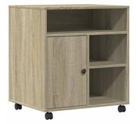 vidaXL Supporto per Stampante con Ruote Rovere Sonoma 60x50x67 cm, Supporto per Computer, Organizer per Stampante, Tavolo da Stampante portaoggetti