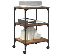 vidaXL Supporto per stampante in legno anticato 50 x 41 x 75 cm, materiale in legno, carrello da ufficio regolabile, posto di lavoro mobile con ruote, molto spazio per stampanti e supporto compatto