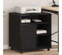 vidaXL Supporto multifunzione per stampante, in rovere nero, con tre scomparti, in legno di ingegnerizzato, finitura lucida, design contemporaneo, ideale per casa o ufficio, postazione di lavoro per