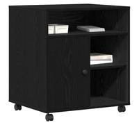 vidaXL Supporto multifunzione per stampante, in rovere nero, con tre scomparti, in legno di ingegnerizzato, finitura lucida, design contemporaneo, ideale per casa o ufficio, postazione di lavoro per