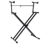 vidaXL Supporto per Tastiera Musicale a Doppia Staffa a X Nero