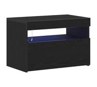 vidaXL Supporto TV Nero in Rovere con Luci LED 60 x 35 x 40 cm | Legno Ingenerizzato con Ampio Spazio di Stoccaggio per Soggiorno e Home Theater, Stile e Facile Assemblaggio, Mobile Consolle Media Ce
