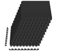 vidaXL Tappeti 50 pcs Nero 18 m² Schiuma EVA, Tappetini a puzzle interconnessi, proteggono il pavimento, perfetti per la palestra e il fitness
