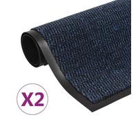 vidaXL Tappeti Antipolvere 2 pz Rettangolari Trapuntati 80x120 cm Blu