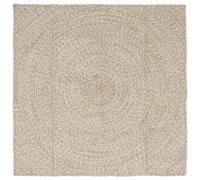 vidaXL Tappeto Naturale e Bianco 120 x 120 cm Juta, Soggiorno, Quadrato, Tappeti Moderni, Grande Juta, Stile Decorativo, Eco-Friendly, Design Semplice