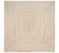 vidaXL Tappeto Naturale e Bianco 200 x 200 cm Juta, Tappeto Moderna, Rettangolare in Juta, Fatta a Mano, Perfetto per Il Salotto, Eco-Friendly