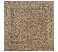 vidaXL Tappeti per area Quadrato Naturale e Nero 160 x 160 cm Juta