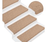 vidaXL Tappetini Autoadesivi per Scale 15 pz 65x24,5x3,5 cm Beige
