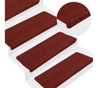 vidaXL Tappetini Autoadesivi per Scale 15 pz 65x24,5x3,5 cm Rosso